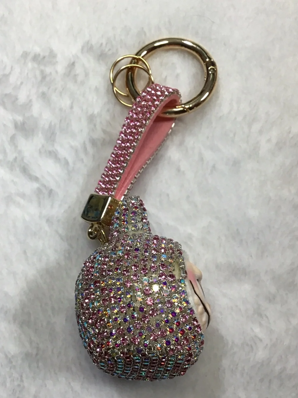 Pink Glitter Keychain Bag Charm -